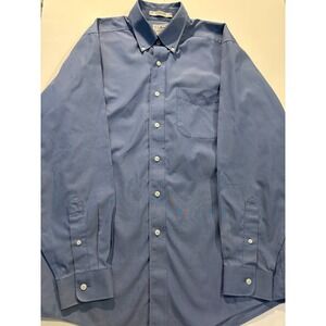 L.L. Bean Wrinkle Free Button Down Shirt Blue Cotton Traditional Fit Men's M